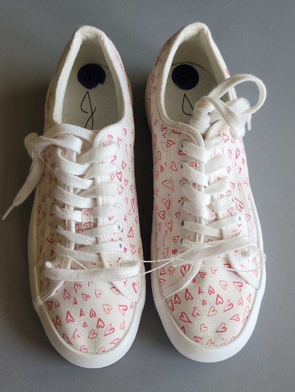 Joie Huxley Hearts Print Canvas Platform Sneakers Sz 8.5 - Picture 2 of 6